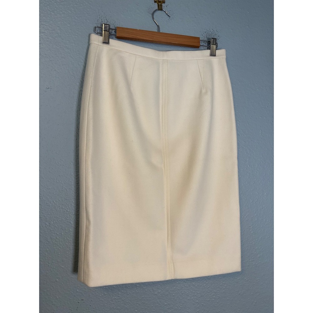 NWT J.Crew Womens Ivory Wool Asymmetric Zip Pencil Skirt Size 4 - Picture 7 of 8